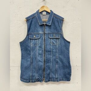 Vintage Navi Denim Full Zip Vest, Size XXL